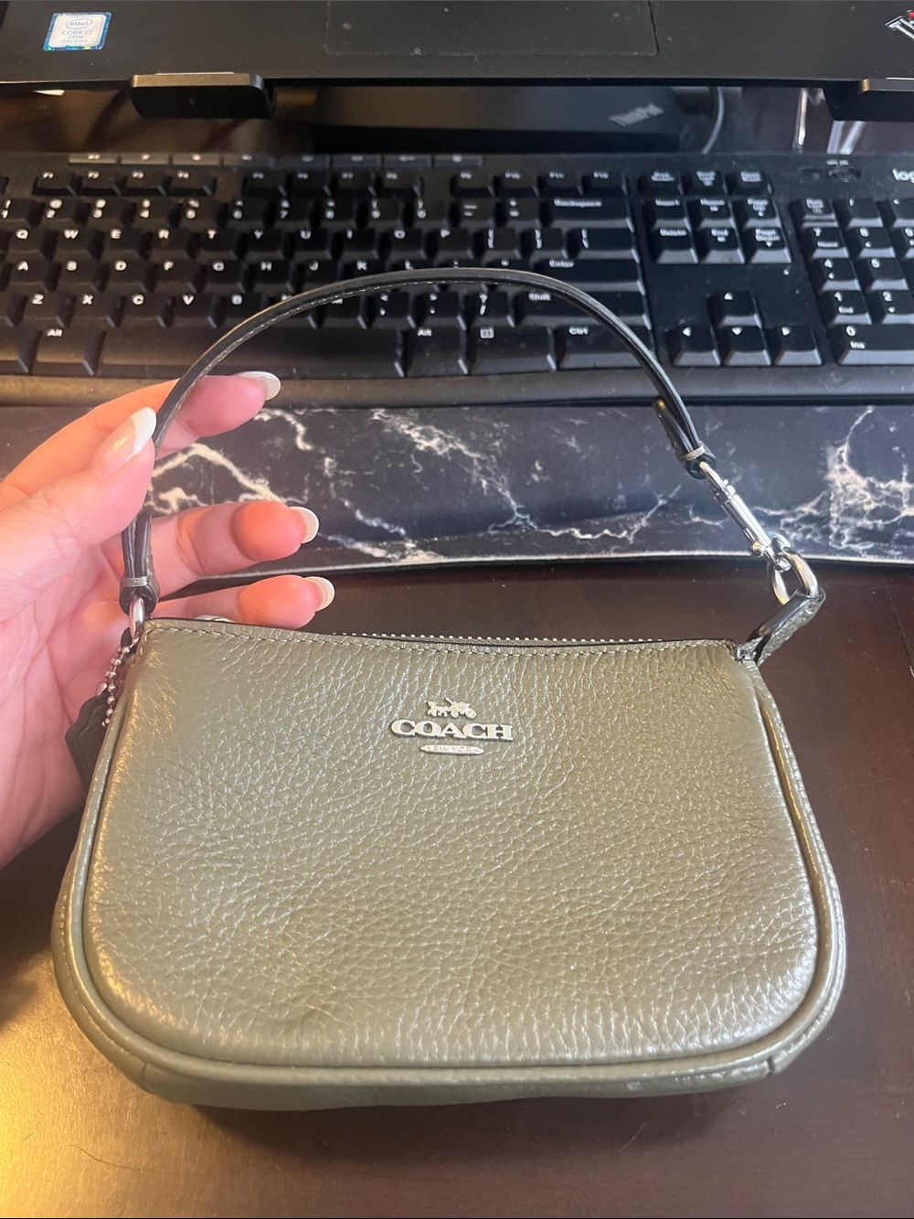 COACH Nolita 15 in Olive with silver hardware